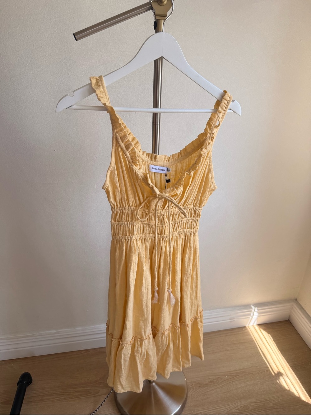 Butter Yellow 100% Cotton Smocked Sundress NWT